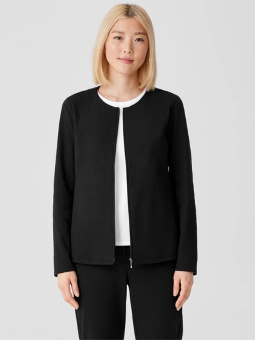 Eileen Fisher Organic Cotton Pointe Front Zip Jacket